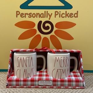 Rae Dunn SANTA CLAWS & MERRY CATMAS Mug Set